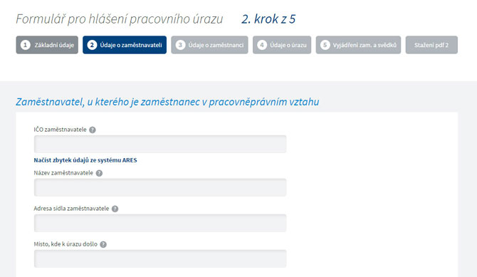 Záznam o pracovním úrazu ONLINE přes internet