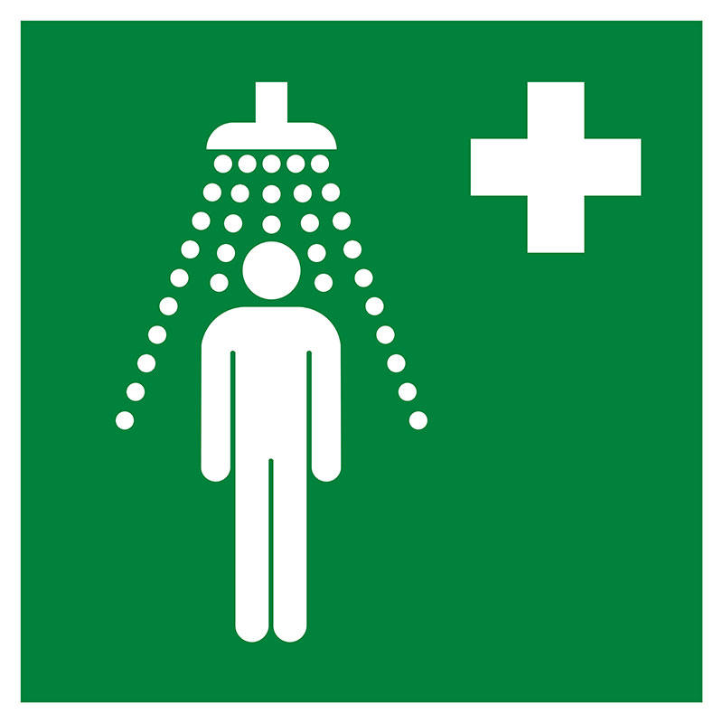 Bezpečnostní sprcha - informační cedule